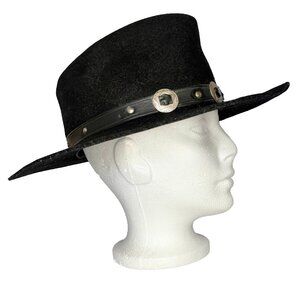 VTG 60s 1965 Smithbilt Western Cowboy Hat Black Felt Conchos Size 7 Rare